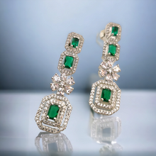 Load image into Gallery viewer, Emerald diamond earrings
