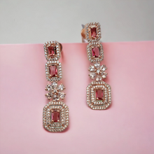 Load image into Gallery viewer, Ruby rose gold diamond earrings
