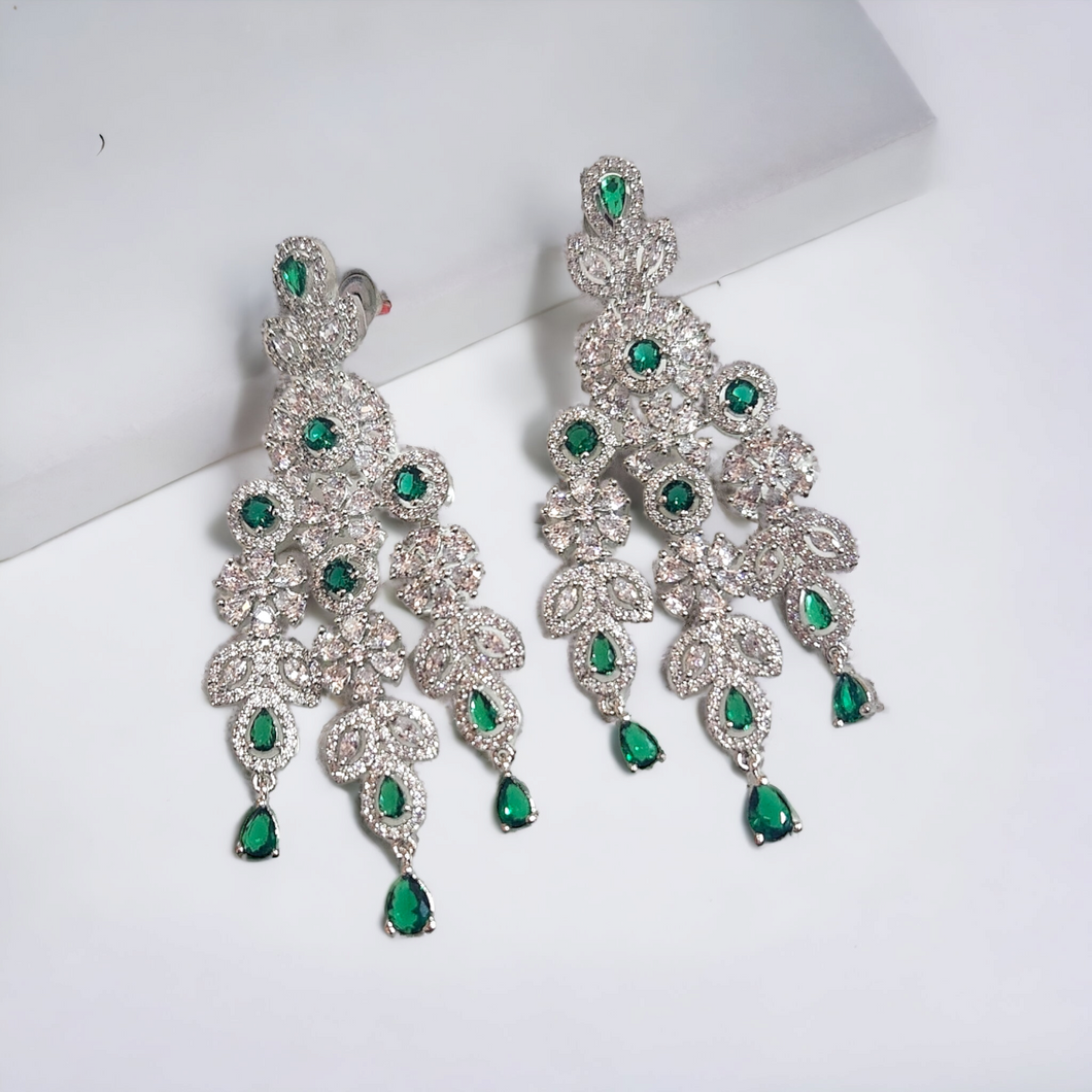 Emerald Chandelier Diamond waterfall earrings