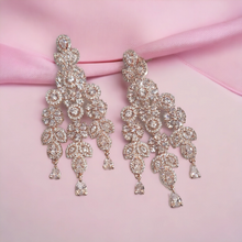 Load image into Gallery viewer, Rose gold chandelier Diamond waterfall earrings
