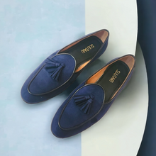 Load image into Gallery viewer, Suede loafers- Navy Blue
