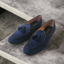 Load image into Gallery viewer, Suede loafers- Navy Blue

