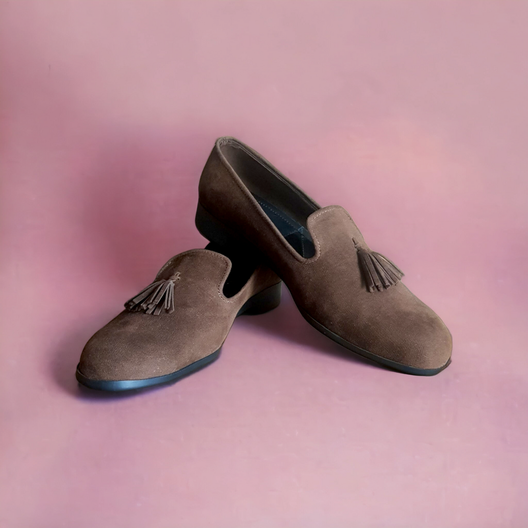 Suede tassel loafers- Brown