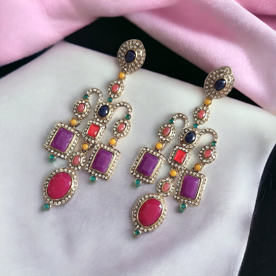 Semi precious gems earrings- Rani