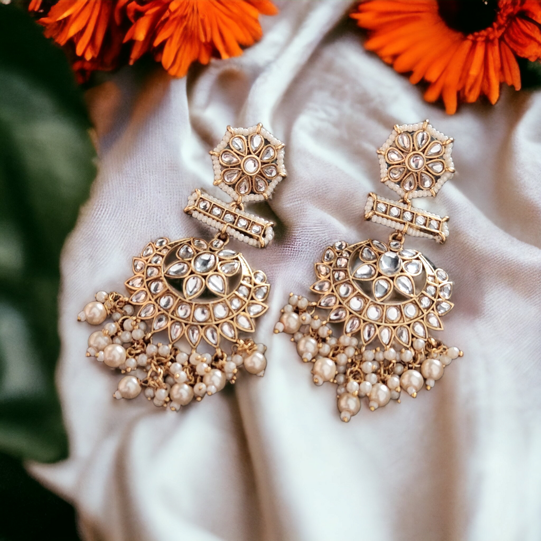 Classic polki chandbali earrings