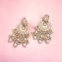 Load image into Gallery viewer, Polki chandbali earrings with pearls

