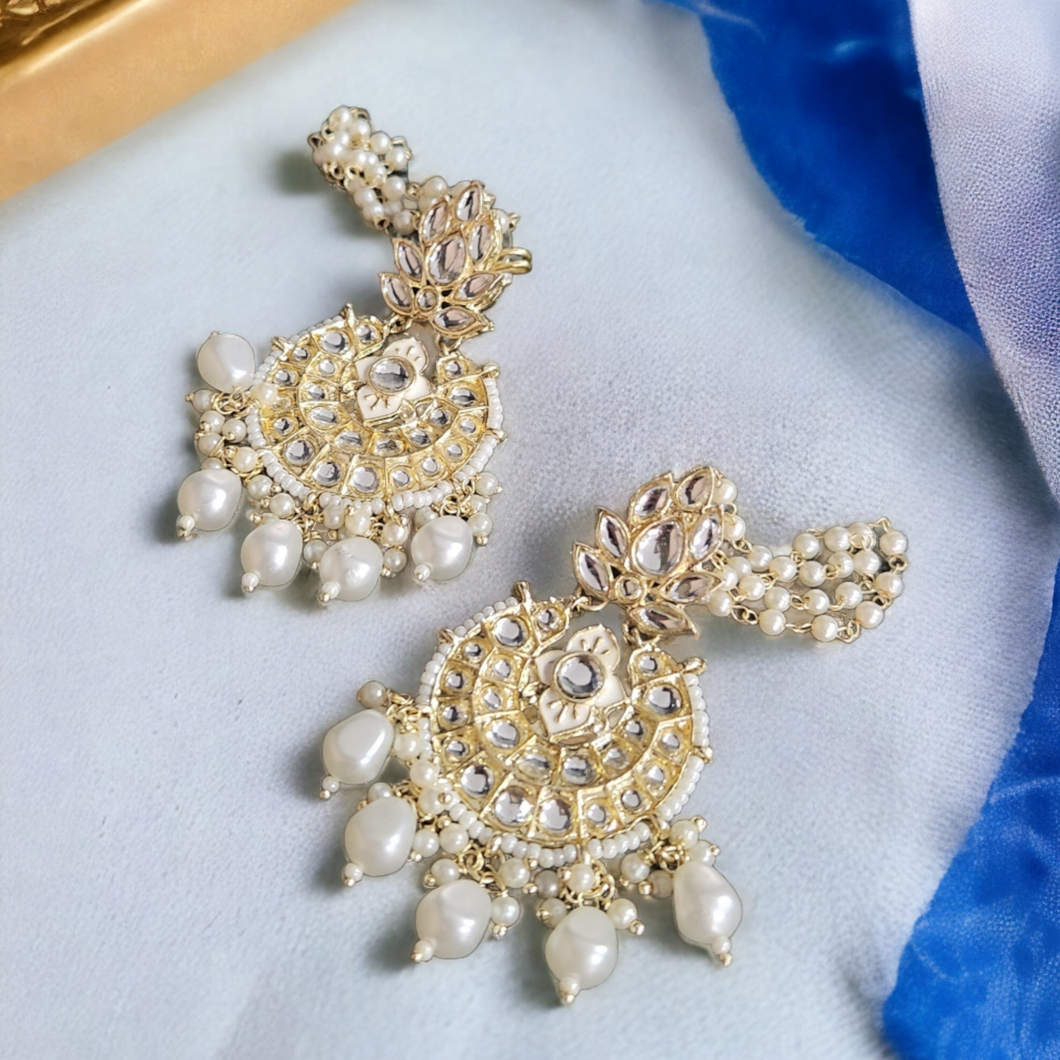 Meera medium chandbali earrings- pearl