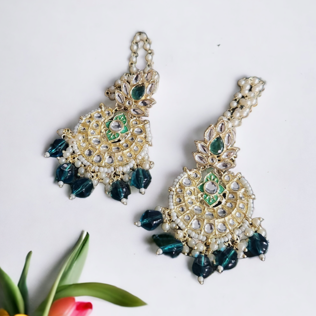 Meera medium chandbali earrings- emerald