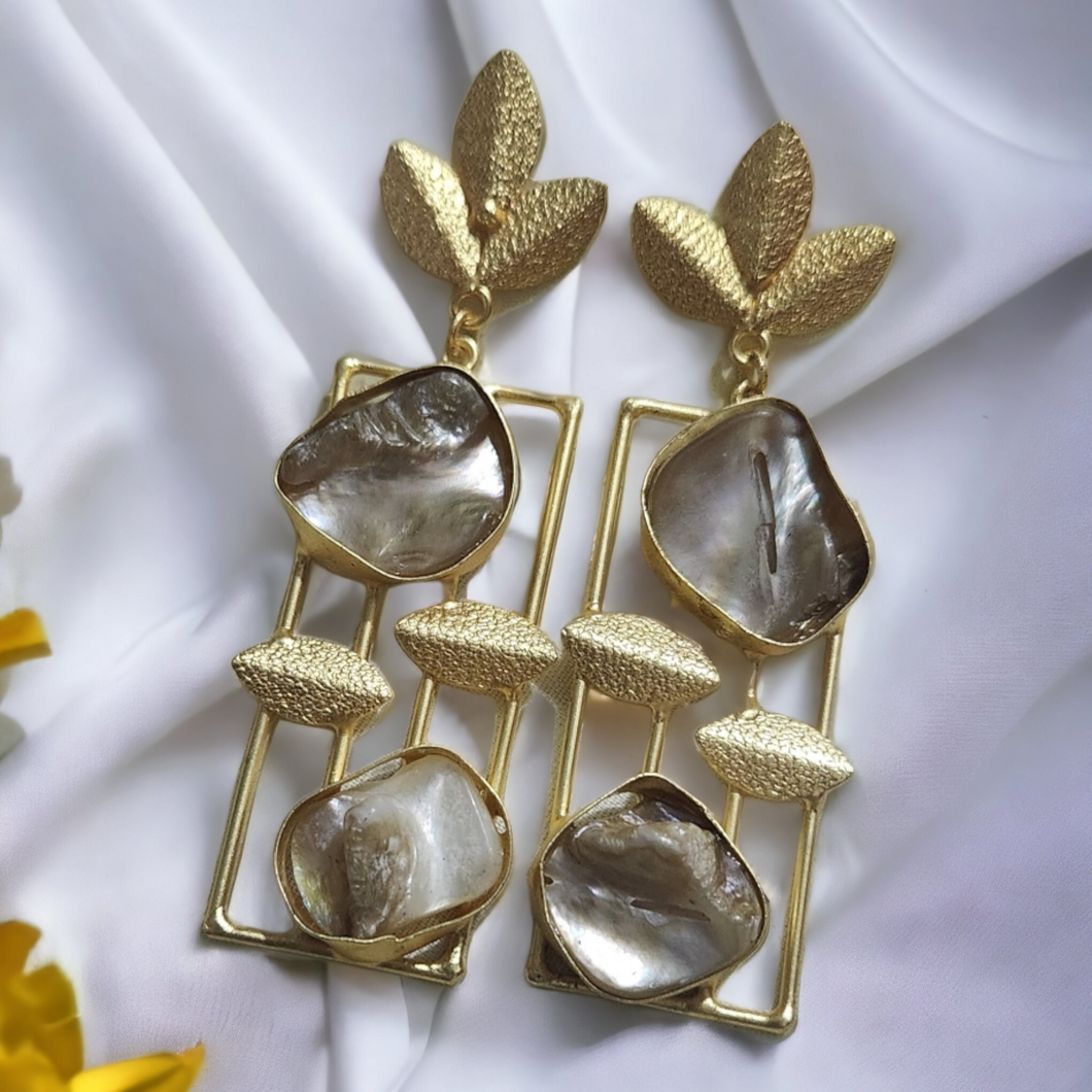 Semi precious gold earrings