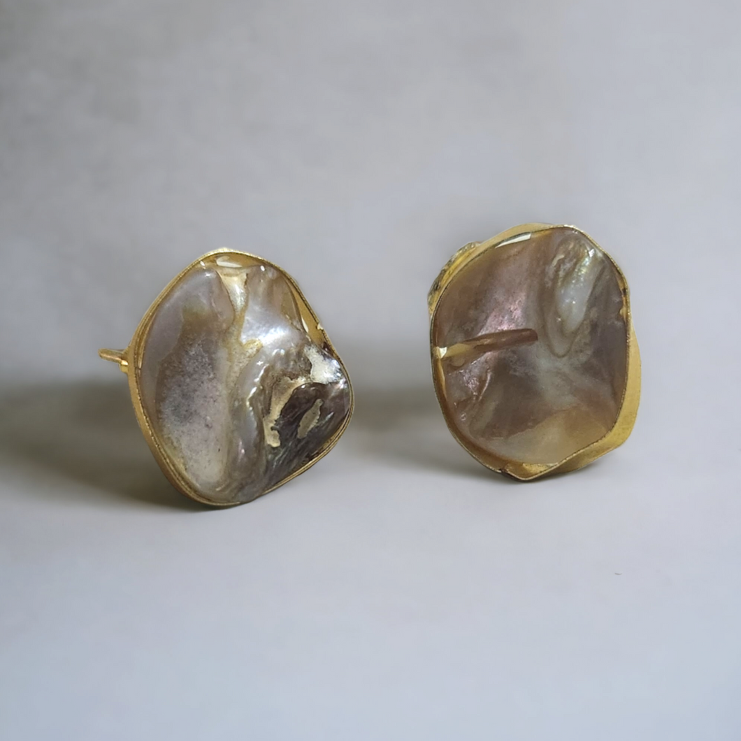 Semi precious gold studs
