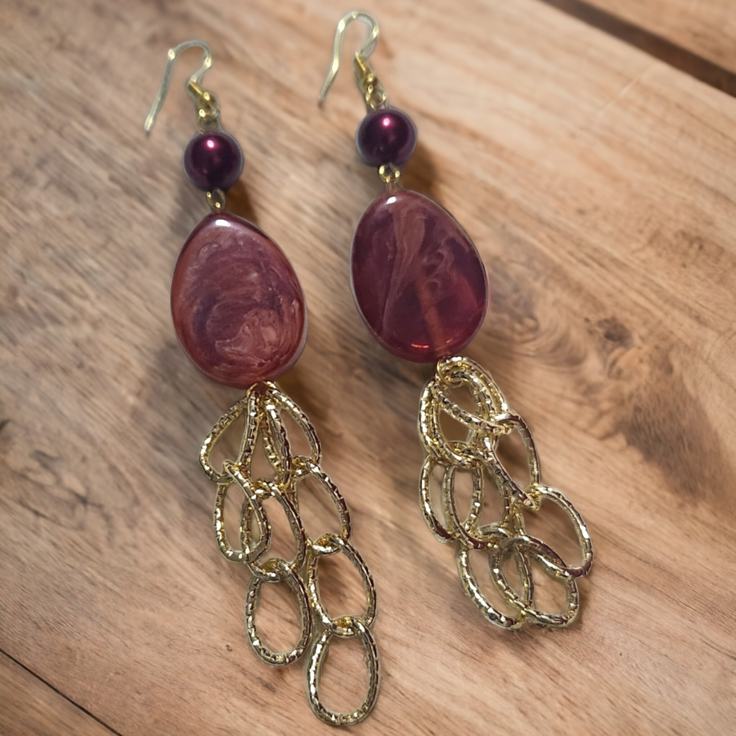 Semi precious gold stone earrings