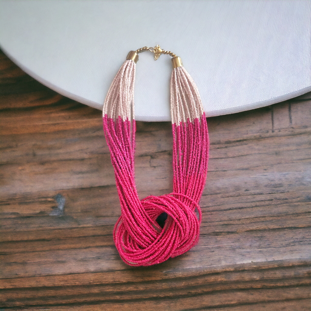 Statement knot necklace- Pink
