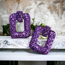 Load image into Gallery viewer, Statement Rhinestones earrings- purple
