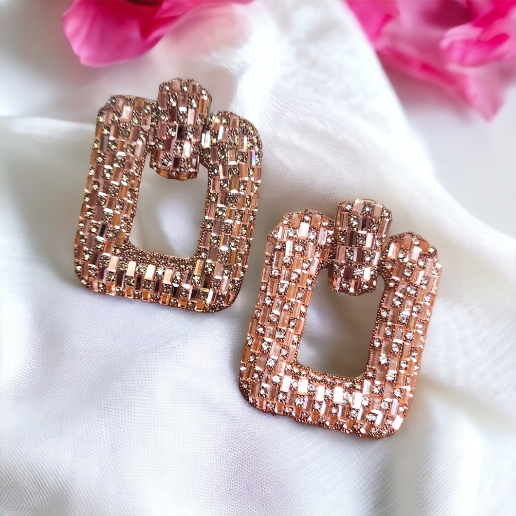 Statement Rhinestones earrings- gold