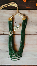 Load image into Gallery viewer, Asymmetric Green crystals and emerald diamond necklace
