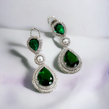 Load image into Gallery viewer, Ananya emerald and diamond earrings
