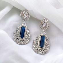 Load image into Gallery viewer, Kayla blue sapphire and diamond earrings
