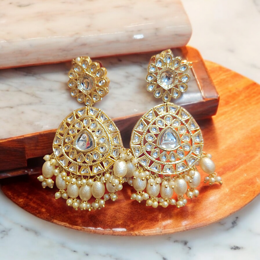 Uncut polki pearl earrings