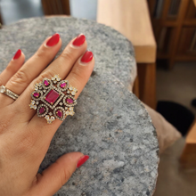 Load image into Gallery viewer, Ruby victorian diamond ring
