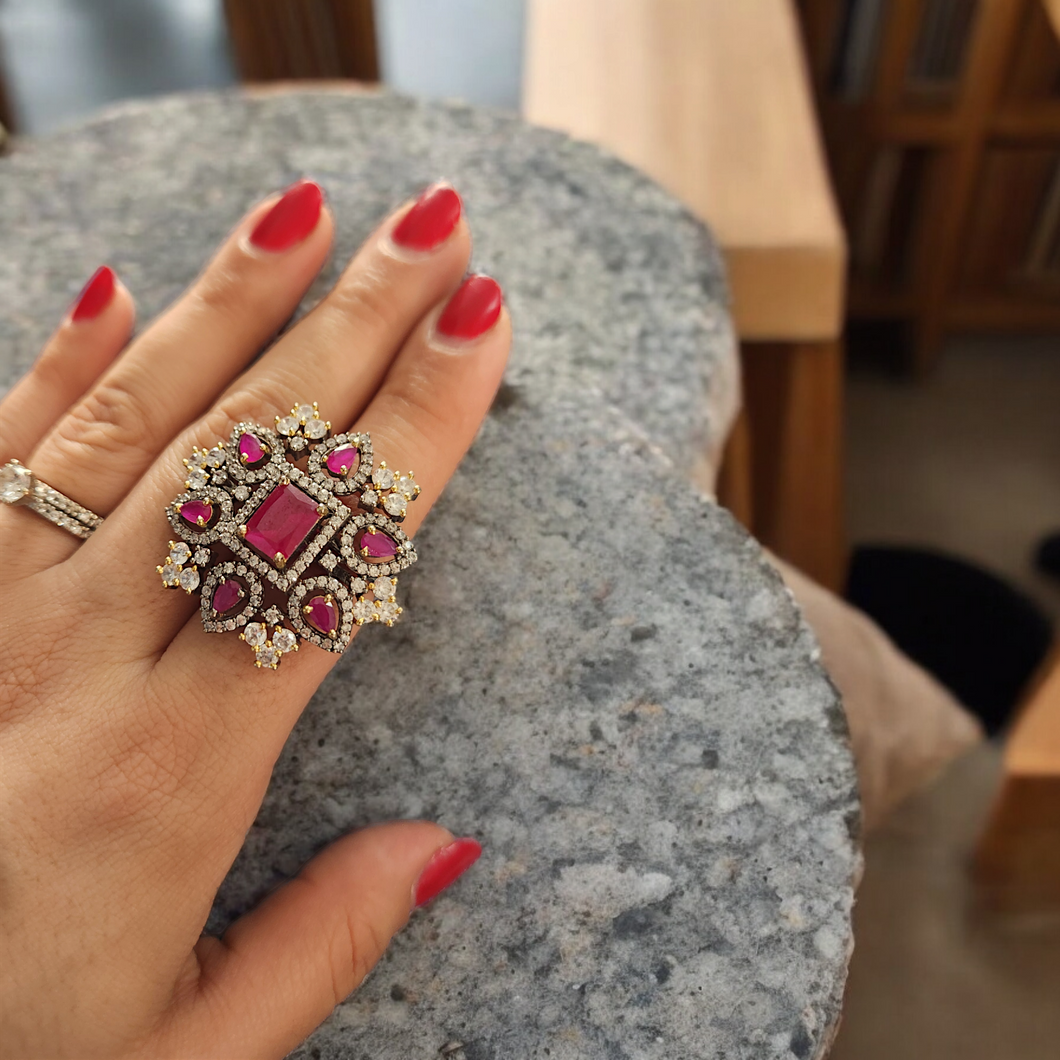 Ruby victorian diamond ring