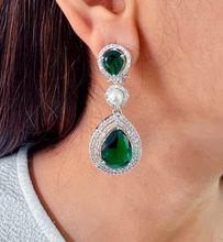 Load image into Gallery viewer, Ananya emerald and diamond earrings
