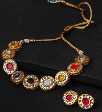 Load image into Gallery viewer, Navrattan gold kundan choker set
