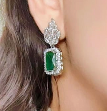 Load image into Gallery viewer, “Vanita Verdant” (Diamond &amp; Emerald Earrings)

