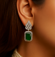 Load image into Gallery viewer, “Vanita Verdant” (Diamond &amp; Emerald Earrings)
