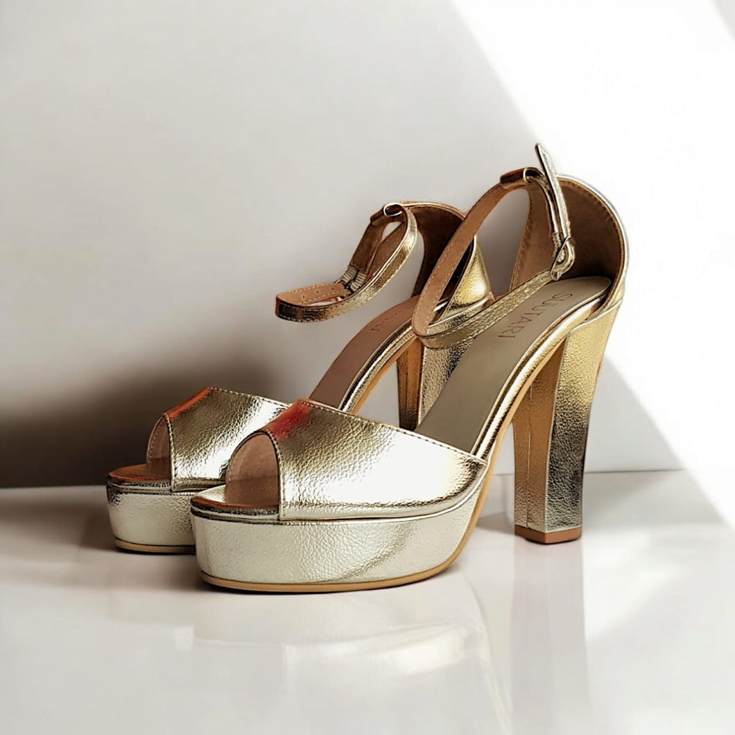 Tina gold block sandal