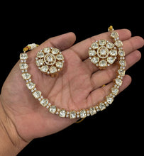 Load image into Gallery viewer, Uncut polki and diamond necklace and earrings set- classic
