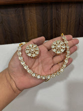 Load image into Gallery viewer, Uncut polki and diamond necklace and earrings set- classic
