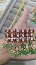 Load and play video in Gallery viewer, Gajratna Choker (Heritage Emerald Polki Choker)
