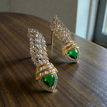 Load image into Gallery viewer, Elara Emerald Diamond earrings

