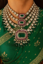 Load image into Gallery viewer, &quot;Ratnaavali Haar&quot; (Emerald, Ruby &amp; Polki Heritage Necklace)
