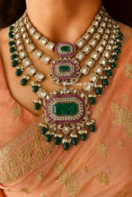 Load image into Gallery viewer, &quot;Ratnaavali Haar&quot; (Emerald, Ruby &amp; Polki Heritage Necklace)
