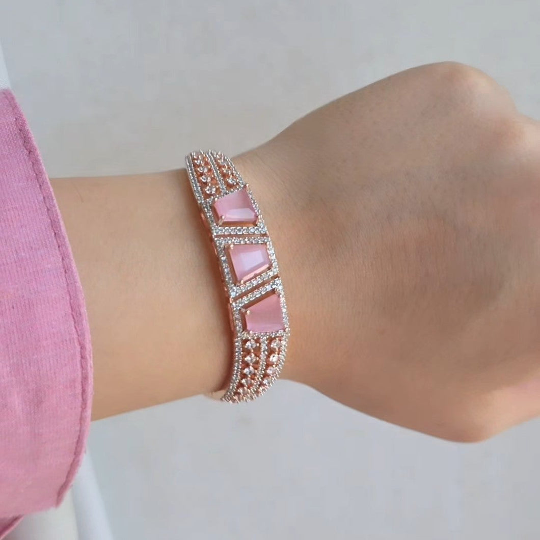 Elysian Rose Rhodium Pink American Diamond Bracelet