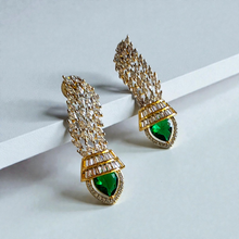 Load image into Gallery viewer, Elara Emerald Diamond earrings
