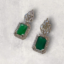 Load image into Gallery viewer, “Vanita Verdant” (Diamond &amp; Emerald Earrings)
