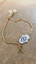 Load and play video in Gallery viewer, Hamsa bracelet with initials
