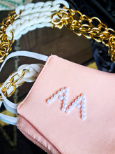 Load image into Gallery viewer, Customised initials Peach mask with chain
