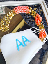 Load image into Gallery viewer, Customised initials white mask with chain
