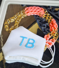 Load image into Gallery viewer, Customised initials white mask with chain
