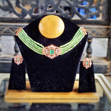Load image into Gallery viewer, Sea green diamond choker set
