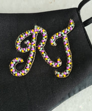 Load image into Gallery viewer, Black initials mask with colourful beads and chain
