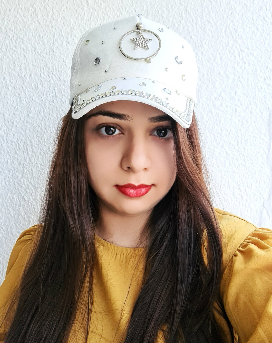 Studded white cap