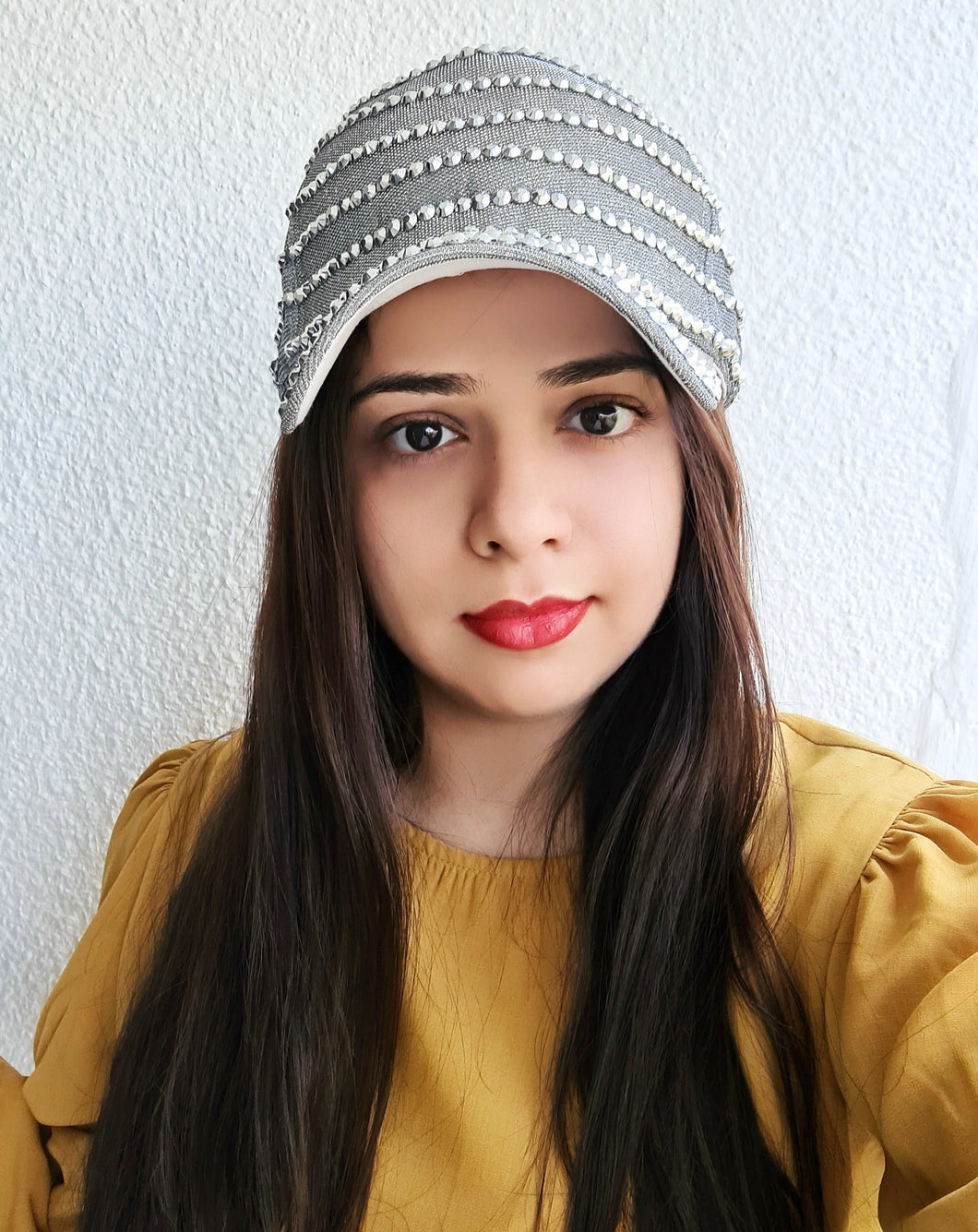Diamonté grey cap