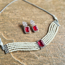 Load image into Gallery viewer, Ruby and pearl choker
