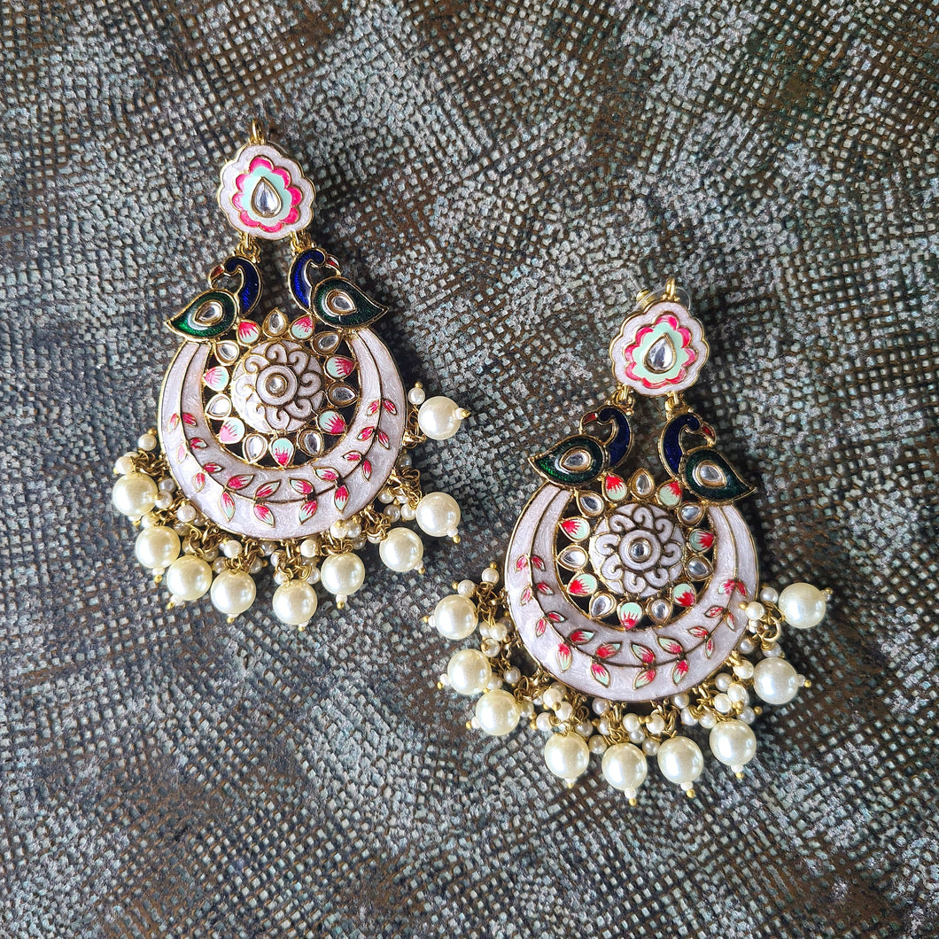 Hand painted chandbali earrings