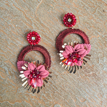 Load image into Gallery viewer, Maroon tassel earrings
