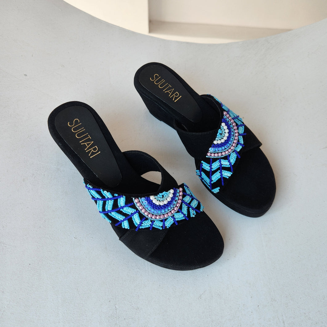 Evil Eye double strap wedge heels